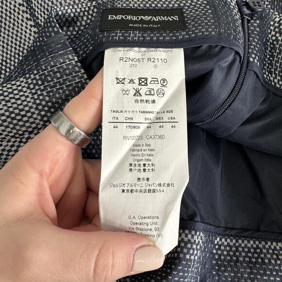 Emporio Armani Skirt Womens IT 44 Blue Plaid A-Line Metallic Linen Blend Holiday - Picture 12 of 16